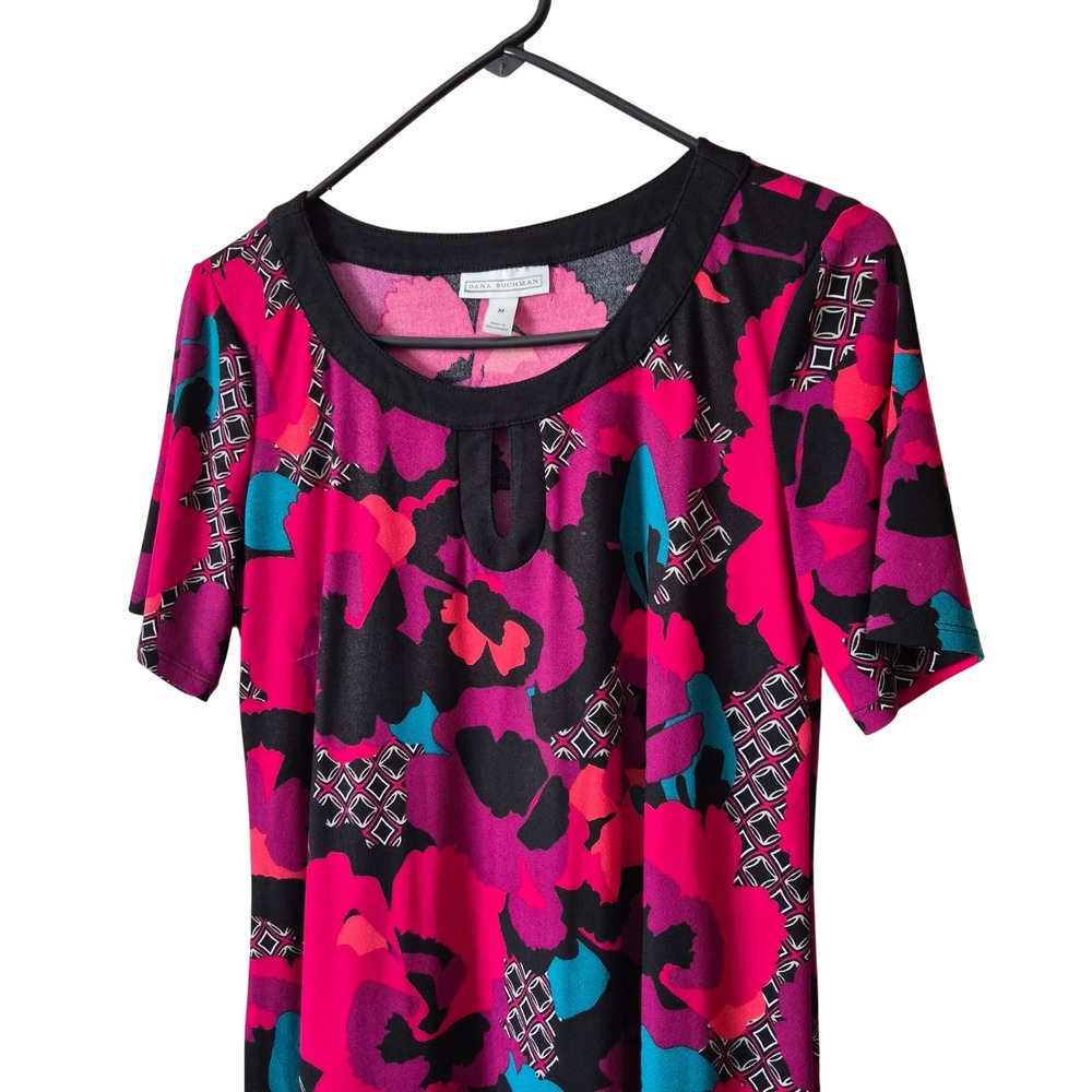 Dana Buchman Pink Floral Geometric Keyhole Sheath Dress Womens Medium